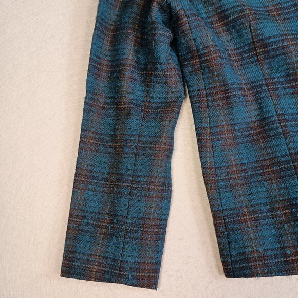 Vintage Pendleton 100% Virgin Wool Blue & Brown Tartan Plaid Women Size 8 Blazer - Picture 9 of 10